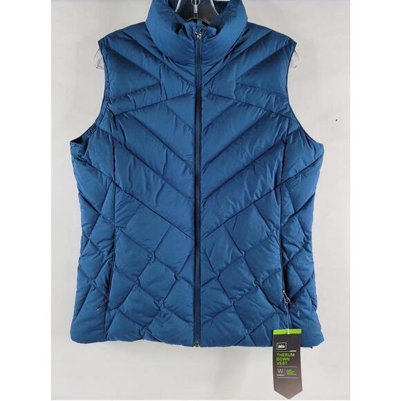 REI Woman’s Therum Down Vest Large Full Zip Blue Puffer Quilted NWT List Was $99 - Picture 9 of 9